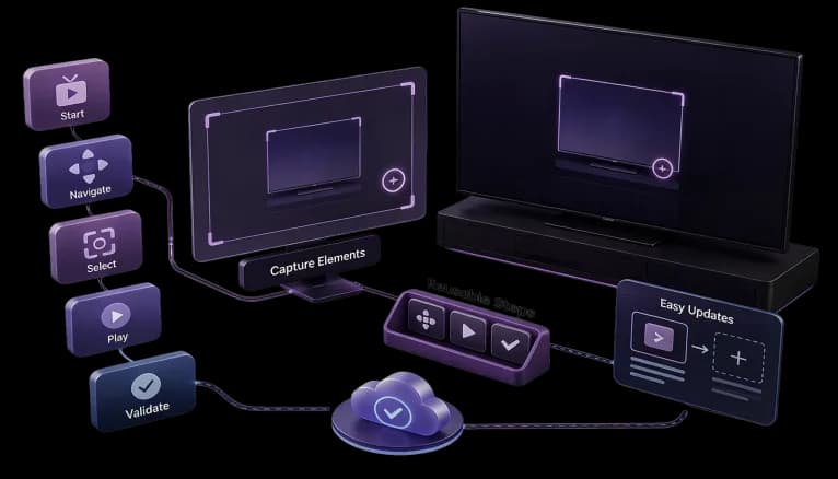 Smart TV end-to-end test builder workflow