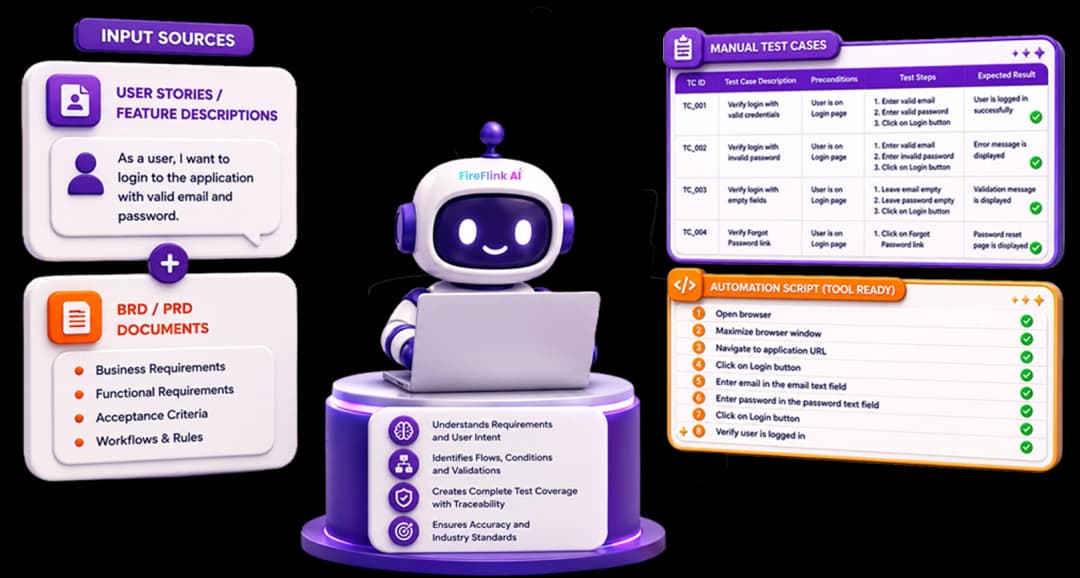 Generative test engine workflow for creating tests from requirements and media