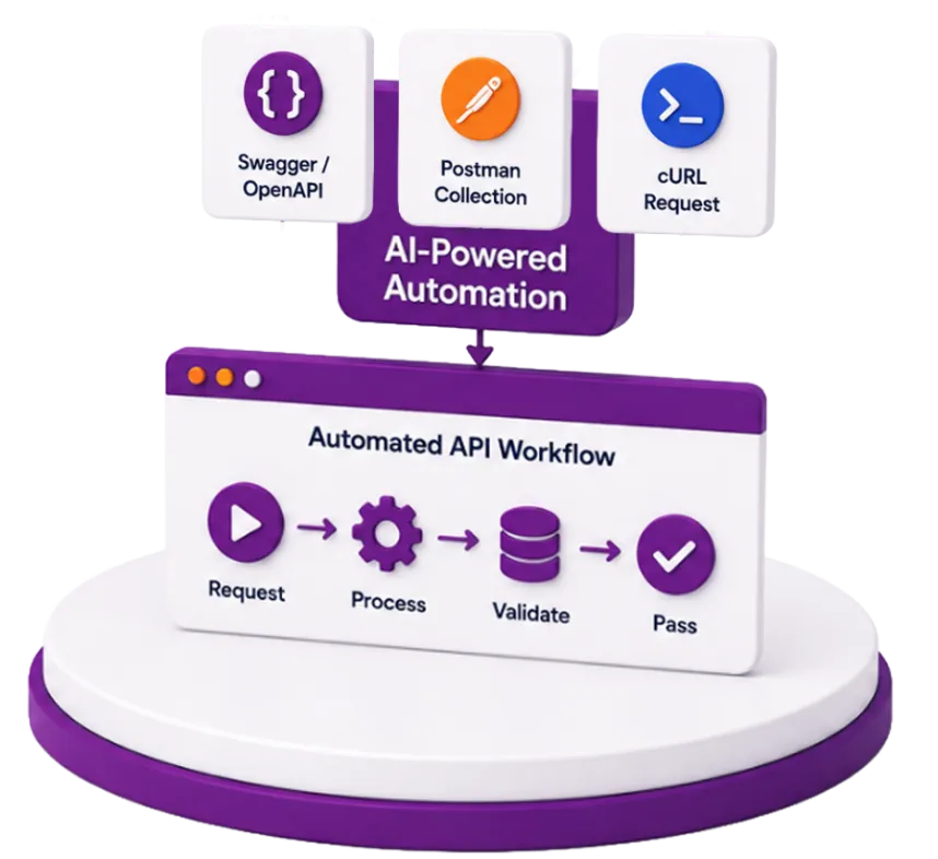 Simplify API Automation from Design to Execution. illustration
