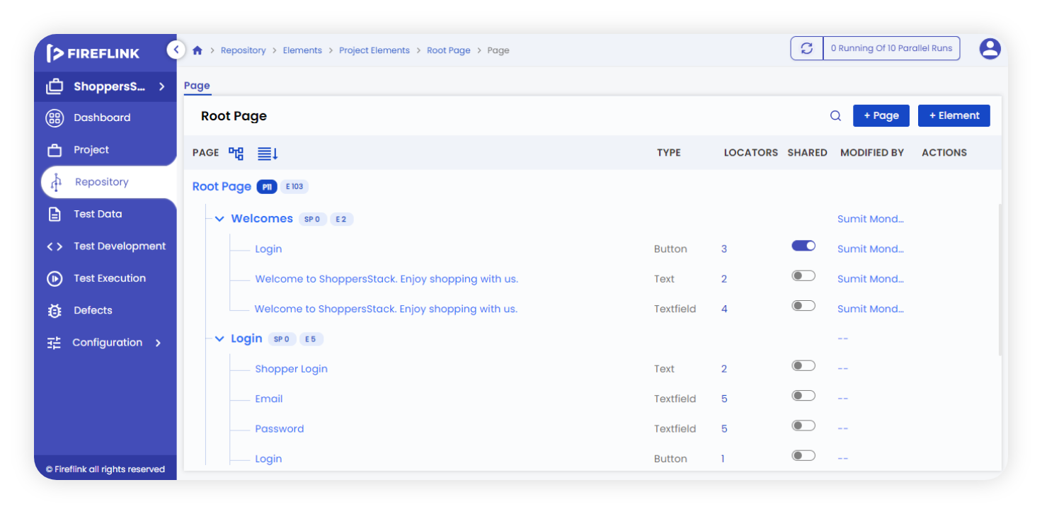 Root Page Display